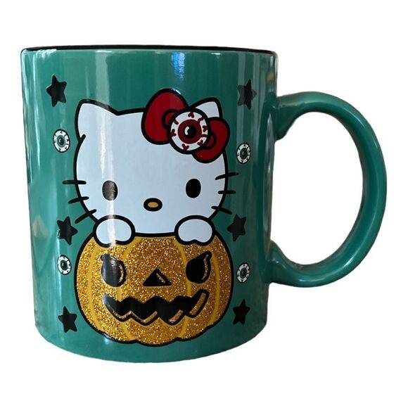 NEW!! Hello Kitty Sea Green Halloween Jack’ O Lantern Mug - Picture 1 of 5